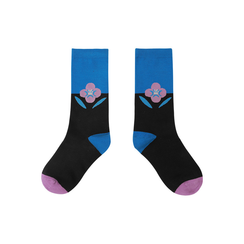 Girls Crew Socks 2020 Autumn Winter Fashion Personality Tide Geometric Flower Lovers Socks Cotton Socks